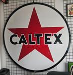 Groot Caltex Emaille bord  120cm Dubbelzijdig, Ophalen, Gebruikt, Reclamebord