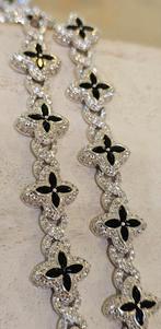 Prachtige Clover zwart zilveren 925 ketting, Ophalen of Verzenden, Nieuw, Goud, Goud