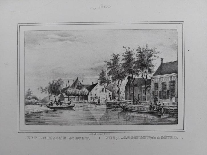 35 / De Leidsche Schouw in Leiden - Zoeterwoude, Antiek en Kunst, Kunst | Litho's en Zeefdrukken, Ophalen of Verzenden