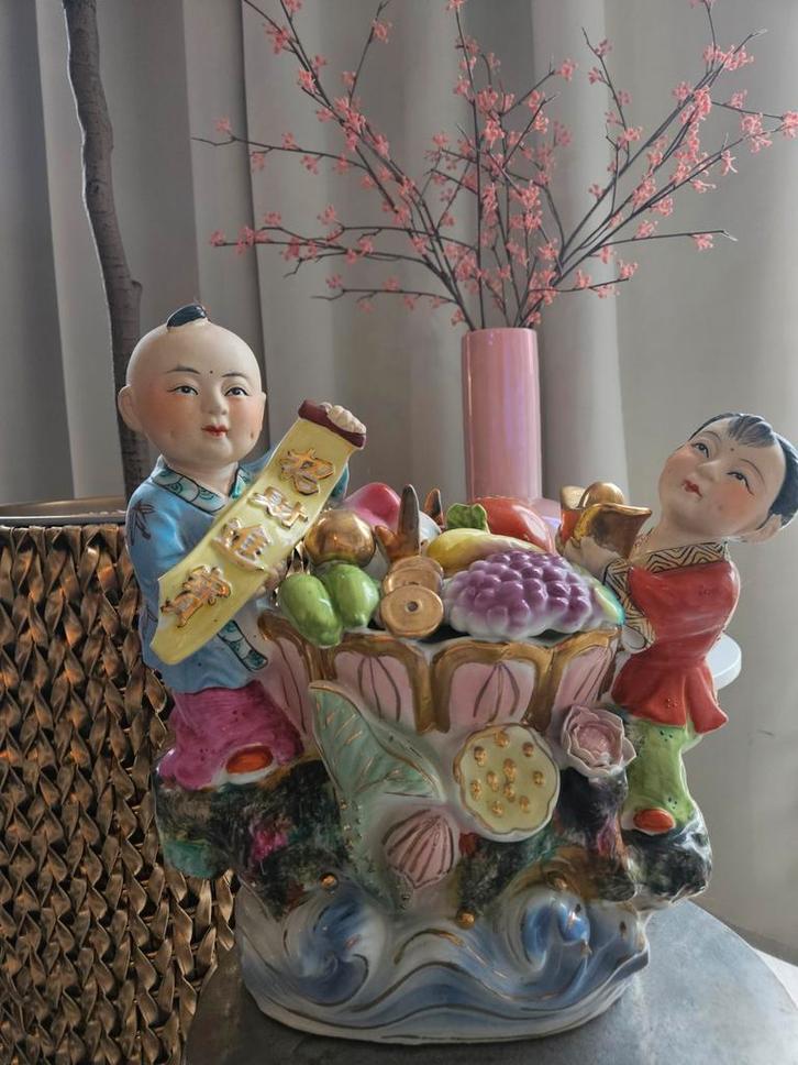 Groot Vintage Chinees Keramiek Beeld Zotjes, Antiek en Kunst, Antiek | Keramiek en Aardewerk, Ophalen of Verzenden