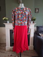 Gehaakte bloemen look jurk tricot french terry 46 XXL, Verzenden, Maat 46/48 (XL) of groter, Zo goed als nieuw, Knielengte