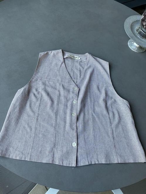 Bruin/wit fijn geruit Clarisse blousje, mt 1 = 50, Kleding | Dames, Grote Maten, Zo goed als nieuw, Blouse of Tuniek, Beige, Verzenden