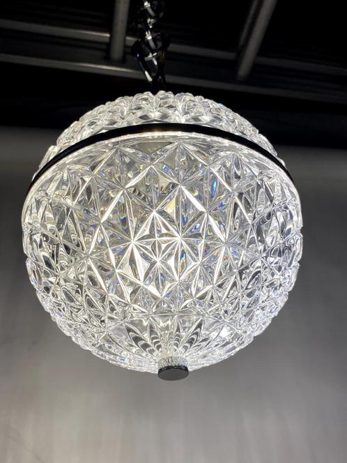 Vintage 70's kristallen bollamp, Huis en Inrichting, Lampen | Hanglampen, Gebruikt, 50 tot 75 cm, Glas, Metaal, Ophalen of Verzenden