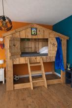 Leuke houten hoogslaper Saartje Prum, Ophalen, 90 cm, Eenpersoons, Bruin