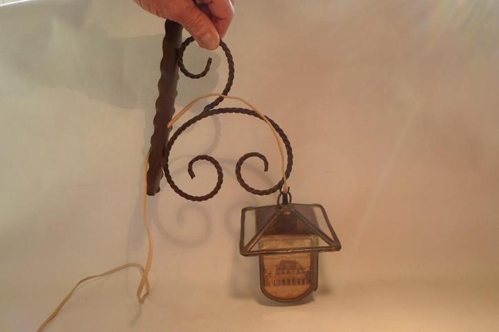 Antiek Glas in Lood Lampje Hoorn, Antiek en Kunst, Antiek | Lampen, Ophalen of Verzenden