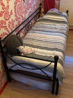 Uitschuifbaar metalen kinderledikant 70x190, Ophalen, Zwart, 190 cm of minder, Metaal