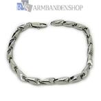Rvs heren armband 21 cm van RVS staal dames armband unisex, Verzenden, Nieuw, Zilver, Staal