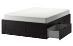 Brimnes bed 160 x 200 Ikea, Ophalen, Gebruikt, Zwart, Tweepersoons