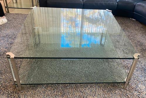 Vintage glazen design koffietafel Peter Ghyczy T24 vierkant, Huis en Inrichting, Tafels | Salontafels, Minder dan 50 cm, 100 tot 150 cm