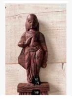 Houten antiek beeldje, Birma, 14,5 cm platte achterzijde, Antiek en Kunst, Ophalen of Verzenden