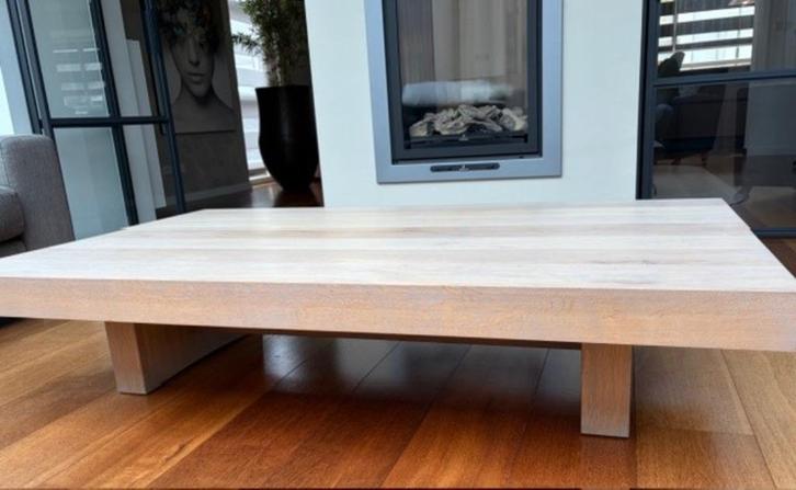 Salontafel, eiken, grijs geolied, Japandi stijl, Huis en Inrichting, Tafels | Salontafels, Zo goed als nieuw, Minder dan 50 cm