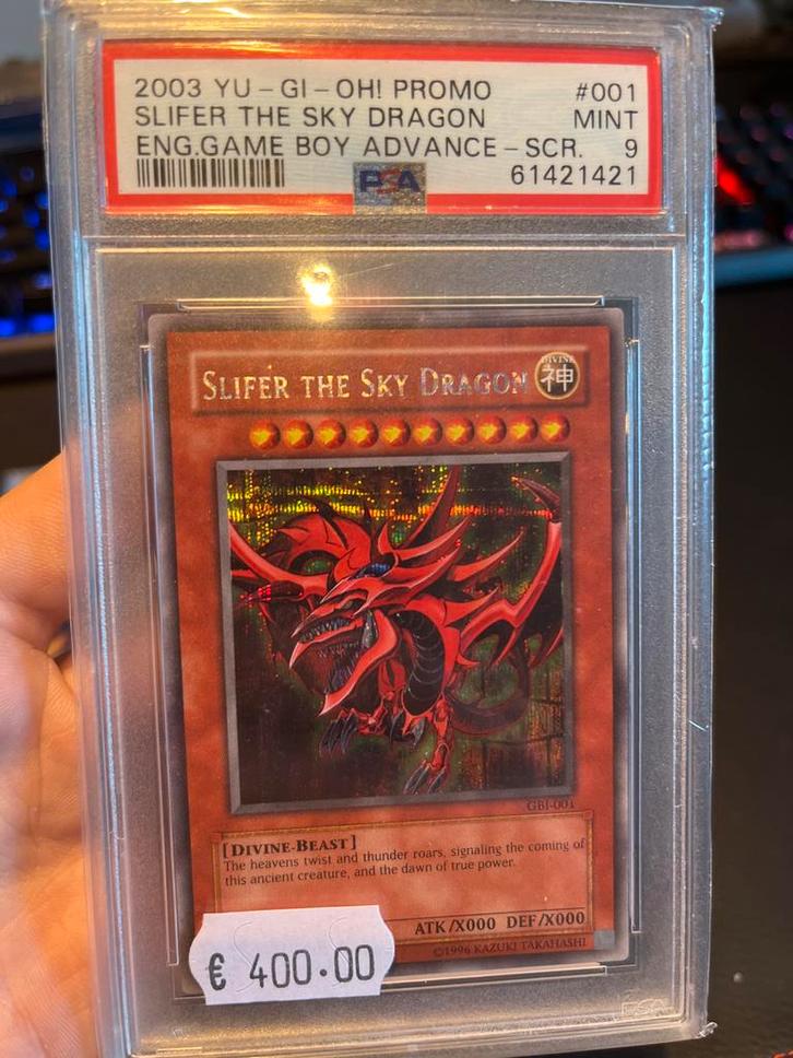 Yu-Gi-Oh! Slifer The Sky Dragon PSA 9 secret rare, Hobby en Vrije tijd, Verzamelkaartspellen | Yu-gi-Oh!, Zo goed als nieuw, Losse kaart