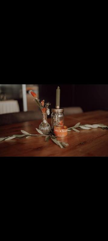 Decoratie - bruiloft - feest - kaarsen - droogbloemen