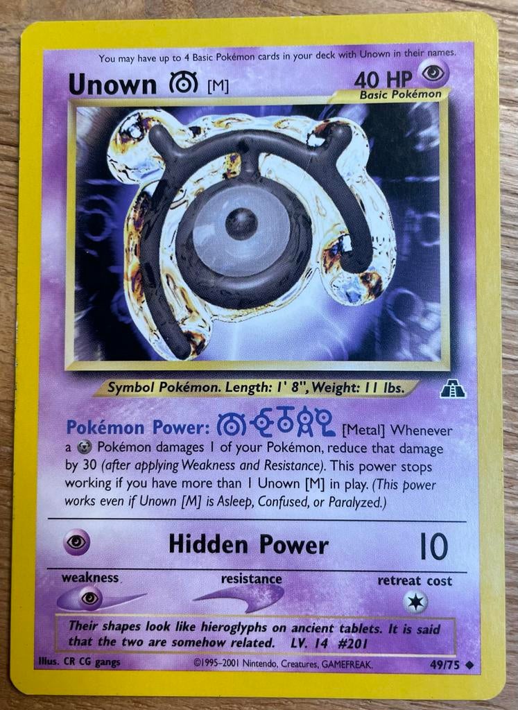 Pokémon Unown [M] - Neo Discovery 2001, Ophalen of Verzenden, Gebruikt, Losse kaart