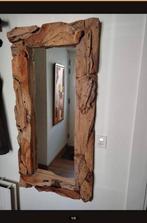 Unieke spiegel met wrakhouten lijst, Ophalen, 100 tot 150 cm, Zo goed als nieuw, Rechthoekig