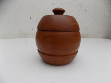 Houten pot byouxdoos of snuisterijendoos vintage retro beschikbaar voor biedingen