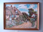 Schilderij met borduurwerk Landhuis "Engelse Cottage", Huis en Inrichting, Woonaccessoires | Schilderijen, Tekeningen en Foto's