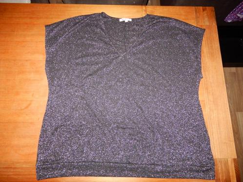 Miss Etam Plus shirt zwart met glittergaren mt 50, Kleding | Dames, Grote Maten, Zo goed als nieuw, Shirt of Top, Zwart, Verzenden