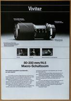 Leaflet Vivitar 80-200 mm/f4.5, Ophalen of Verzenden, 1980 tot heden, Overige typen