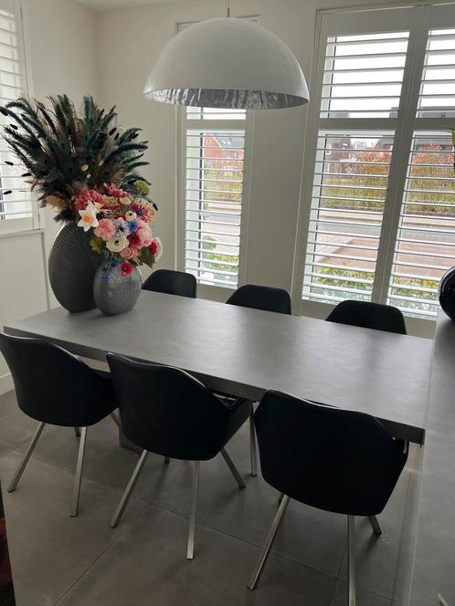 Eetkamerstoelen, Huis en Inrichting, Stoelen, Gebruikt, Vijf, Zes of meer stoelen, Leer, Zwart, Ophalen of Verzenden