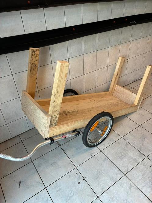 Fiets aanhanger van hout, Fietsen en Brommers, Fietsaccessoires | Aanhangers en Karren, Gebruikt, Aanhangfiets, 60 tot 80 kg, Ophalen of Verzenden