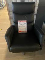Luxe relaxfauteuil manueel leer zwart draaifauteuil, Huis en Inrichting, Fauteuils, Ophalen, Zwart leer relaxfauteuil, Nieuw, 75 tot 100 cm