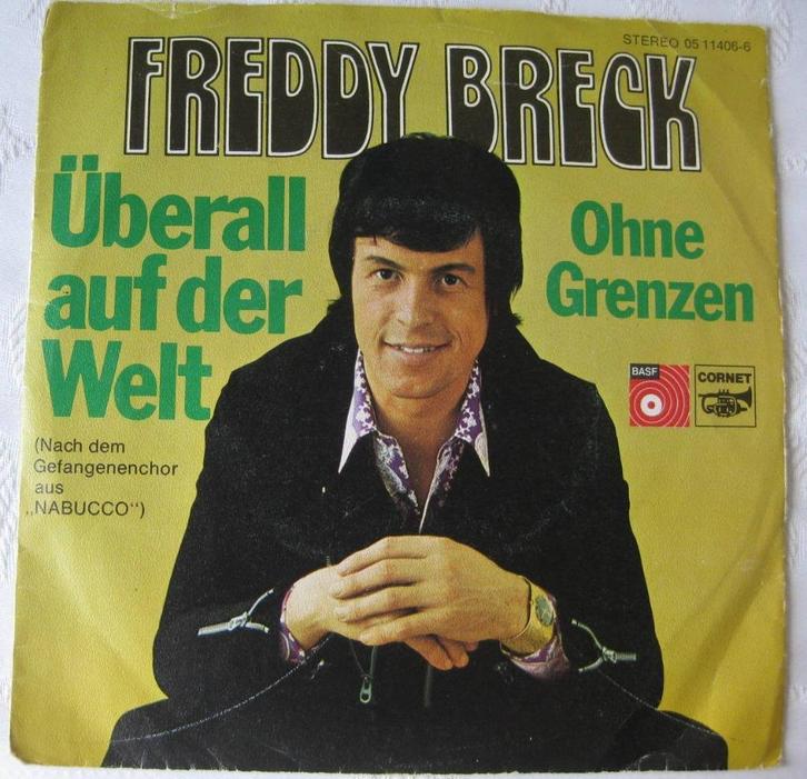 Vinyl Singeltje Freddy Breck Uberall auf der welt, Cd's en Dvd's, Vinyl Singles, Zo goed als nieuw, Single, Pop, 7 inch, Ophalen of Verzenden