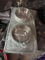 2x Karlie dubbele etensbakjes rvs licht grijs placemat, Dieren en Toebehoren, Ophalen of Verzenden, Zo goed als nieuw
