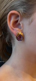Amethist 18k gouden luxe dames oorbellen design waaier, Sieraden, Tassen en Uiterlijk, Oorbellen, Voordeelsieraden, Ophalen of Verzenden