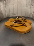 Havaianas slippers in goud glitter maat 36, Zo goed als nieuw, Ophalen