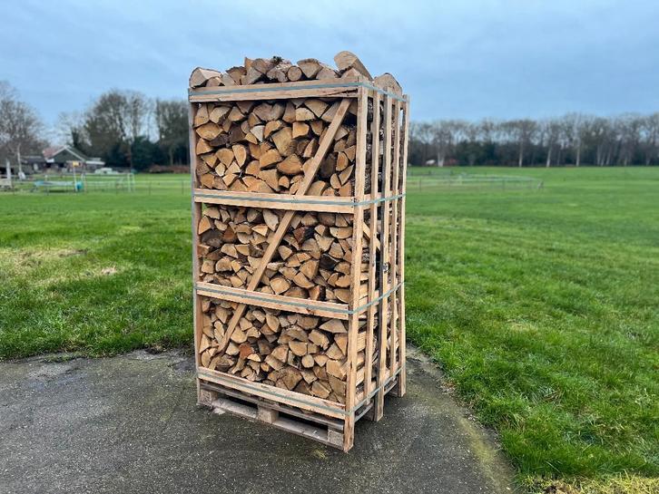 Eiken Haardhout Ovengedroogd - Pallet Gestapeld 1,8 m3, Tuin en Terras, Haardhout, Blokken, Eikenhout, Minder dan 3 m³, Ophalen of Verzenden