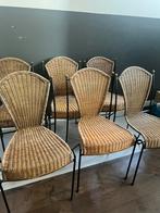 Set van 6 Frédéric Weinberg vintage stoelen riet, Ophalen, Gebruikt, Bruin, Riet of Rotan