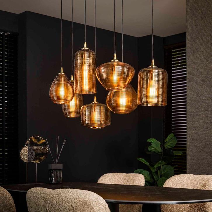 Hanglamp Arlo (Internet retour) hoogte verstelbaar, Huis en Inrichting, Lampen | Hanglampen, Nieuw, 75 cm of meer, Glas, Ophalen of Verzenden