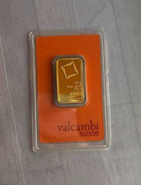 20 gram Valcambi Suisse goud baar, Postzegels en Munten, Edelmetalen en Baren, Ophalen of Verzenden, Goud