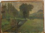 Frans Leufkens landschap met brug, Antiek en Kunst, Ophalen of Verzenden