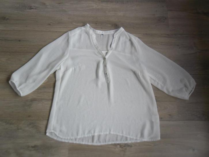 Pauline B. Witte Doorzichtige Blouse Maat 40, Kleding | Dames, Blouses en Tunieken, Zo goed als nieuw, Maat 38/40 (M), Wit, Ophalen of Verzenden