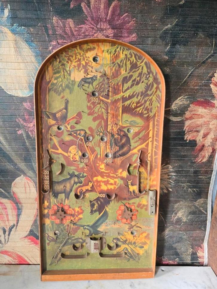 Oud houten knikkerspel bosdieren, Antiek en Kunst, Antiek | Speelgoed, Ophalen of Verzenden