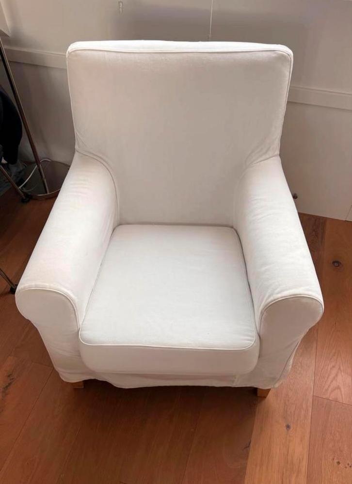 GRATIS IKEA EKTORP STOEL/FAUTEUIL crème wit, afneembare hoes, Huis en Inrichting, Fauteuils, Gebruikt, 75 tot 100 cm, Ophalen