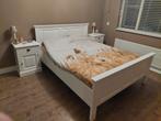 Wit houten bed met nachtkastjes, Ophalen, Gebruikt, Wit, Tweepersoons