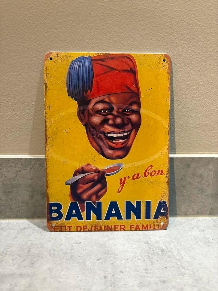 Mancave Bar Café Wanddecoratie metalen bordje Banania, Verzamelen, Merken en Reclamevoorwerpen, Zo goed als nieuw, Reclamebord