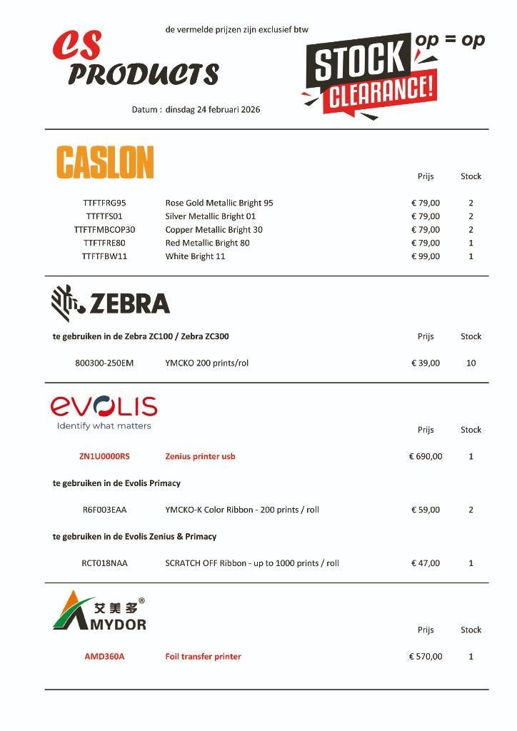 stock verkoop, Ophalen of Verzenden, Nieuw in verpakking, Overige typen