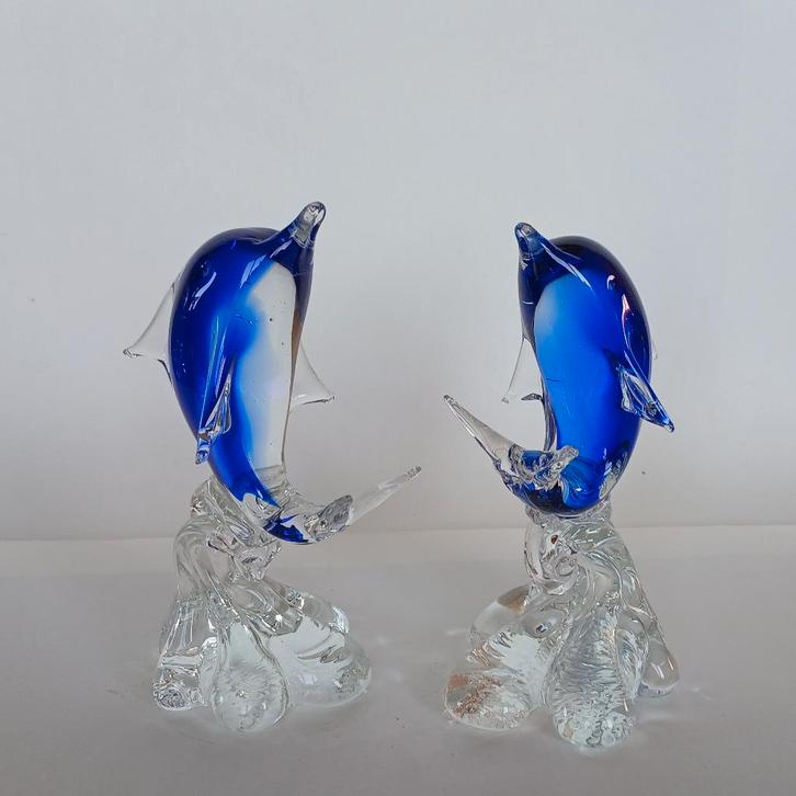 Dolfijn (2x) Artglass, Antiek en Kunst, Antiek | Glas en Kristal, Ophalen of Verzenden