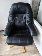 Draaistoel zwart leder, Huis en Inrichting, Fauteuils, Ophalen, Zo goed als nieuw, 75 tot 100 cm, 50 tot 75 cm