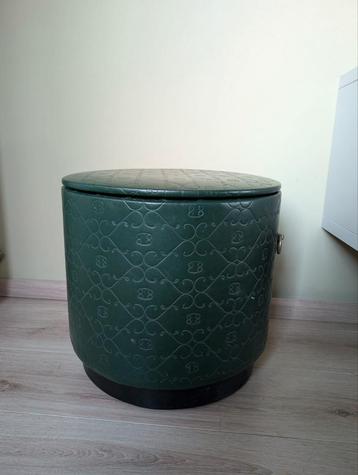 Vintage poef met deksel - Groen beschikbaar voor biedingen