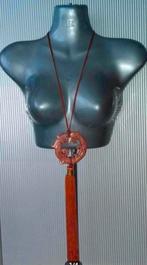 Manouk - koordketting met krans en kwast, Sieraden, Tassen en Uiterlijk, Kettingen, Verzenden, Zwart, Nieuw, Met edelsteen