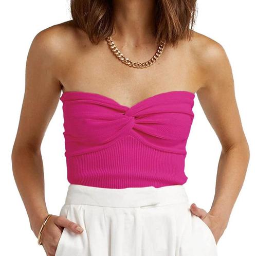 Bandeau twist gedraaide top dames corset crop top S M L XL, Kleding | Dames, Tops, Nieuw, Maat 36 (S), Roze, Zonder mouw, Ophalen of Verzenden