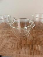 Dubbelwandige thee/koffieglazen met oor 3 stuks 9/8cm, Glas of Glazen, Ophalen of Verzenden, Overige stijlen, Glas