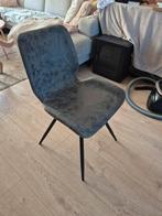 Set van 4 blauwgrijze eetkamerstoelen, Huis en Inrichting, Ophalen, Gebruikt, Stof, Vier