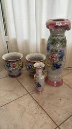 Vintage bloempotten set van 4, Ophalen, Gebruikt, Overige kleuren, Aardewerk of Porselein