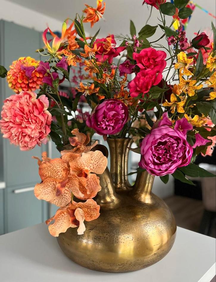 Toetervaas Bombyxx 7 mouth goud/brons, Huis en Inrichting, Woonaccessoires | Vazen, Zo goed als nieuw, Overige kleuren, Minder dan 50 cm